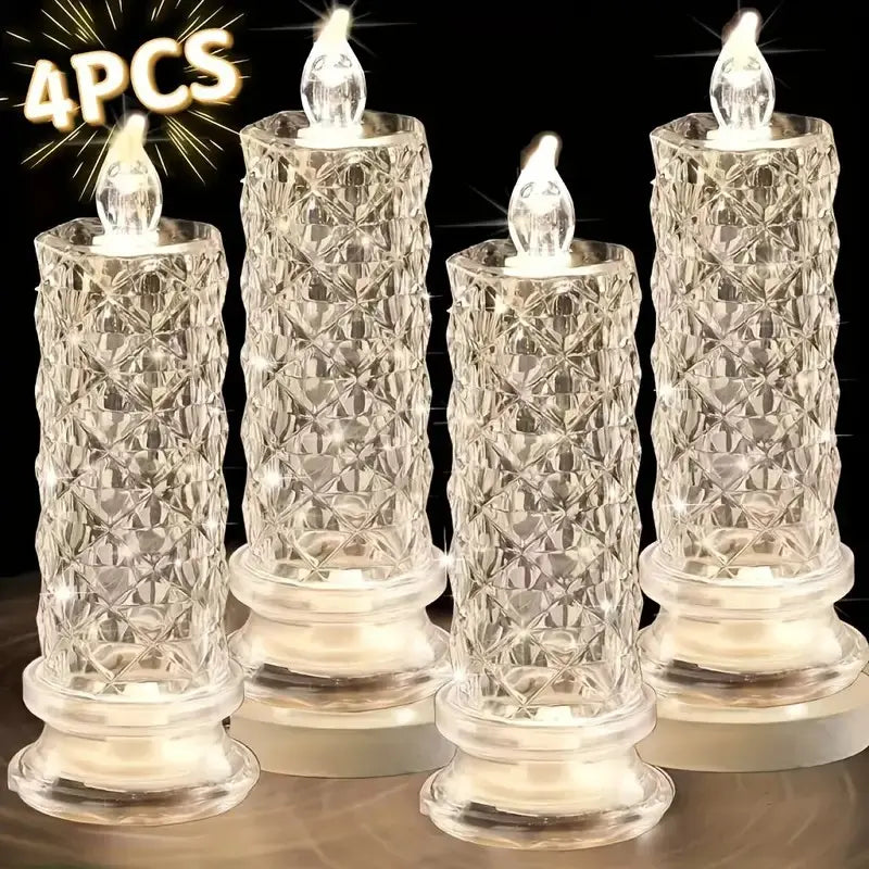 Set of 4 Crystal LED Candle Lights – Create a Romantic Ambiance