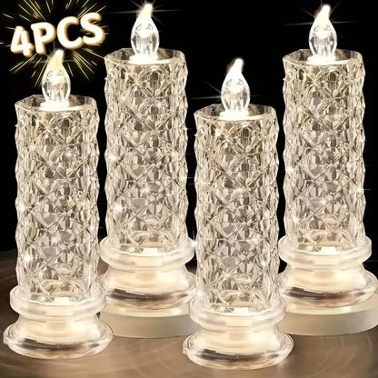 Set of 4 Crystal LED Candle Lights – Create a Romantic Ambiance